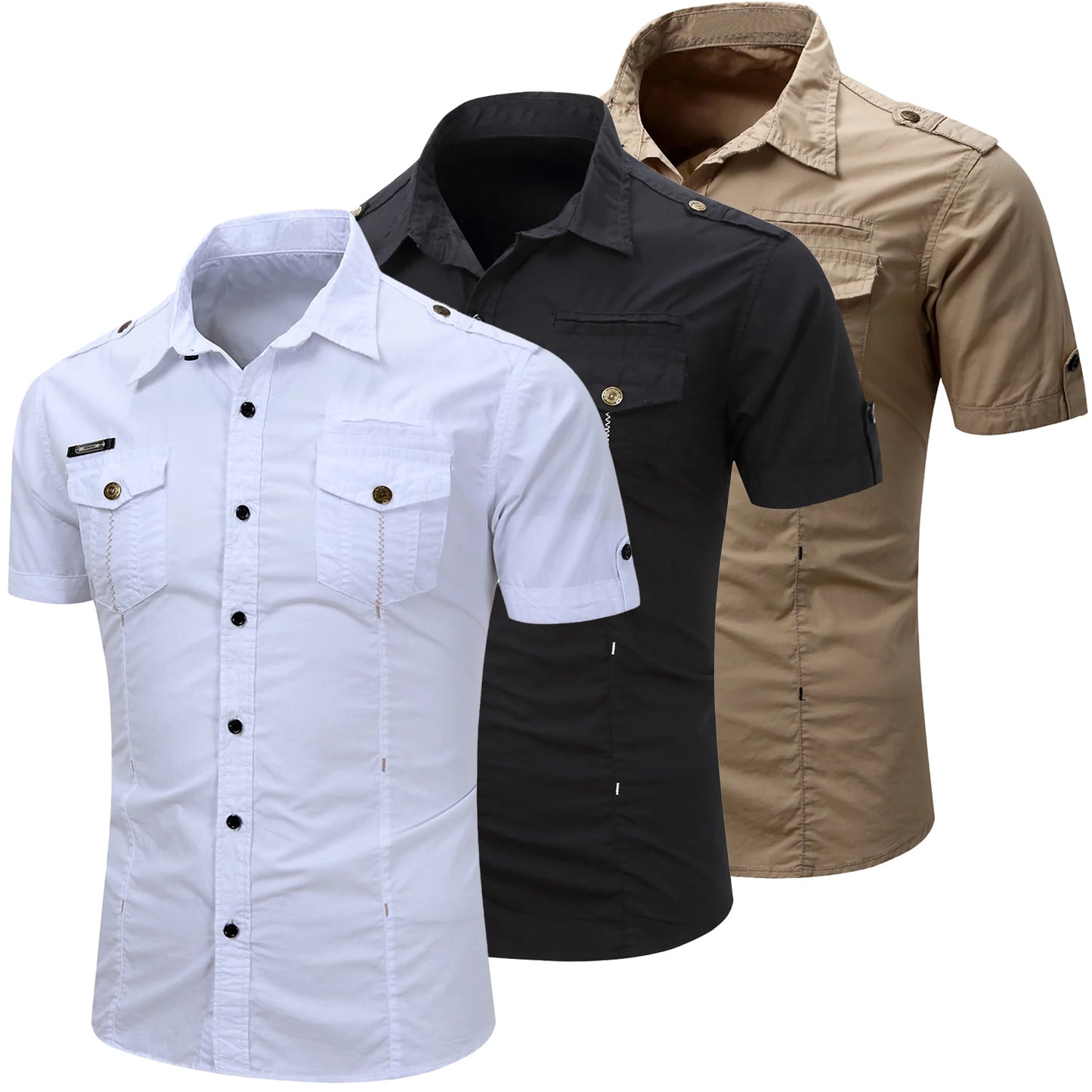 Camisa Cargo de algodón de manga corta