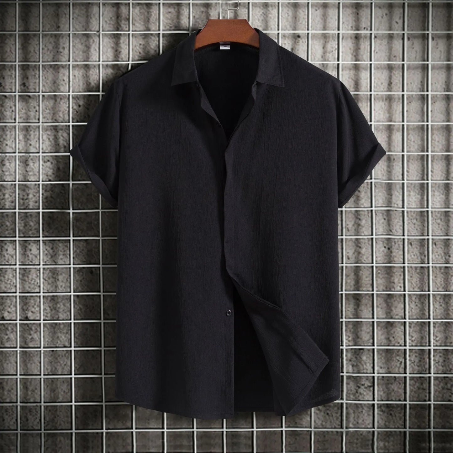 Camisa de manga corta de algodón y lino