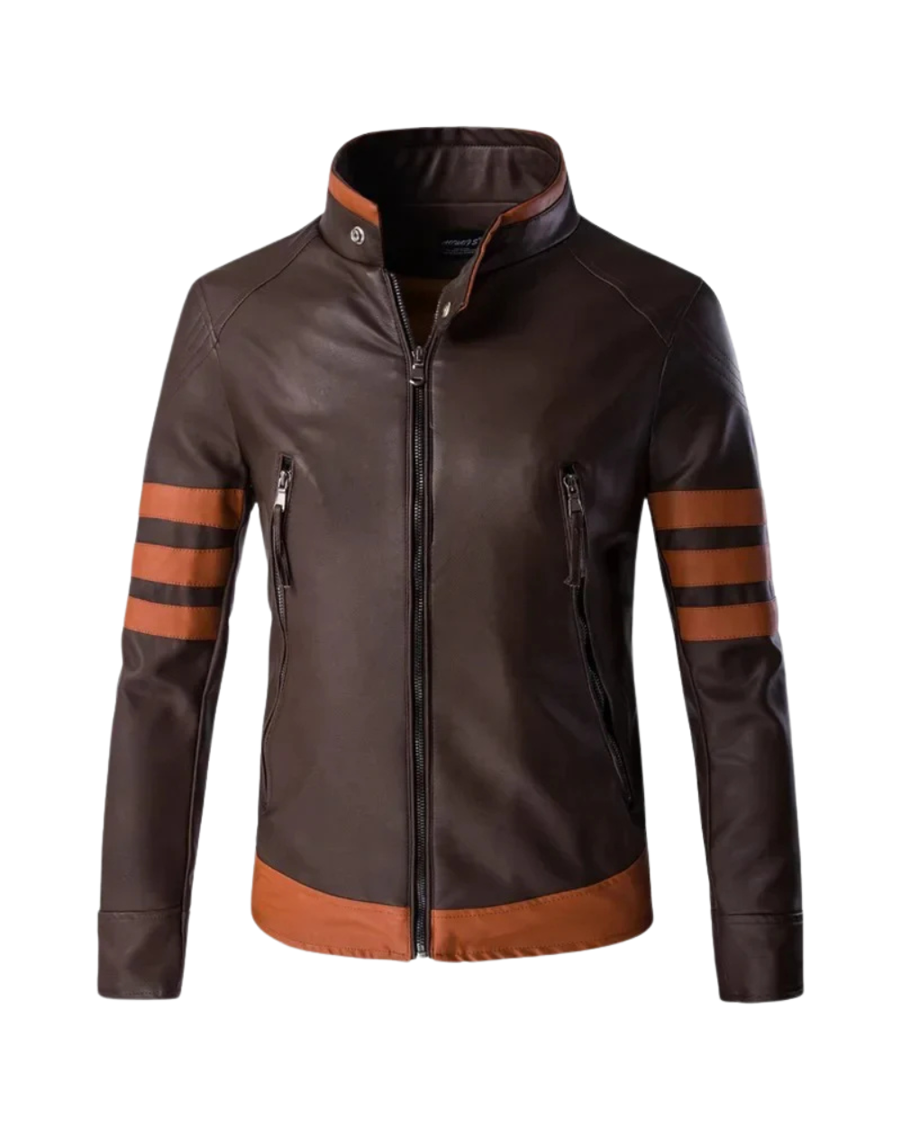 Elegante chaqueta de piel a rayas