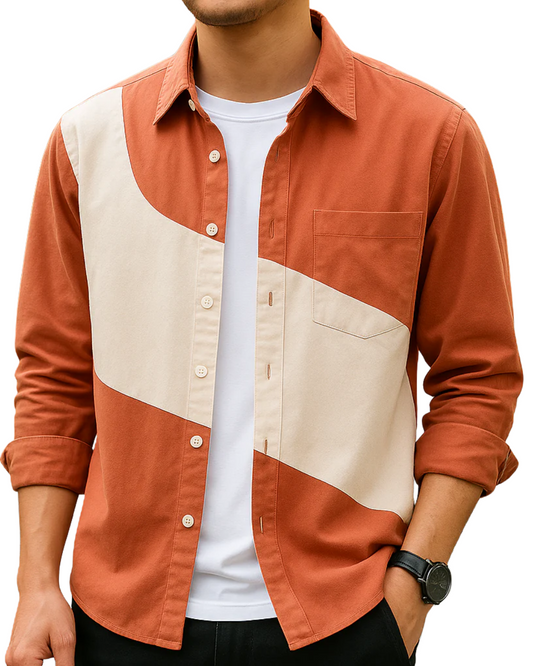 Camisa bicolor de algodón