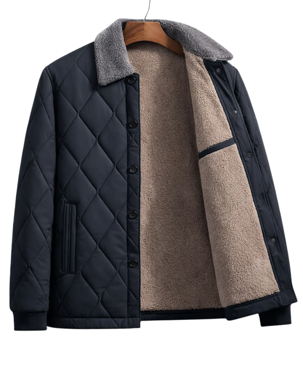 Elegante chaqueta bomber acolchada de forro polar