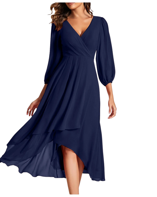 Elegante vestido largo con escote en V