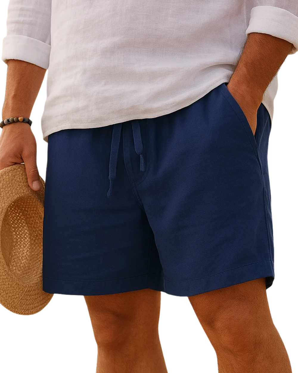 Elegantes pantalones cortos de lino