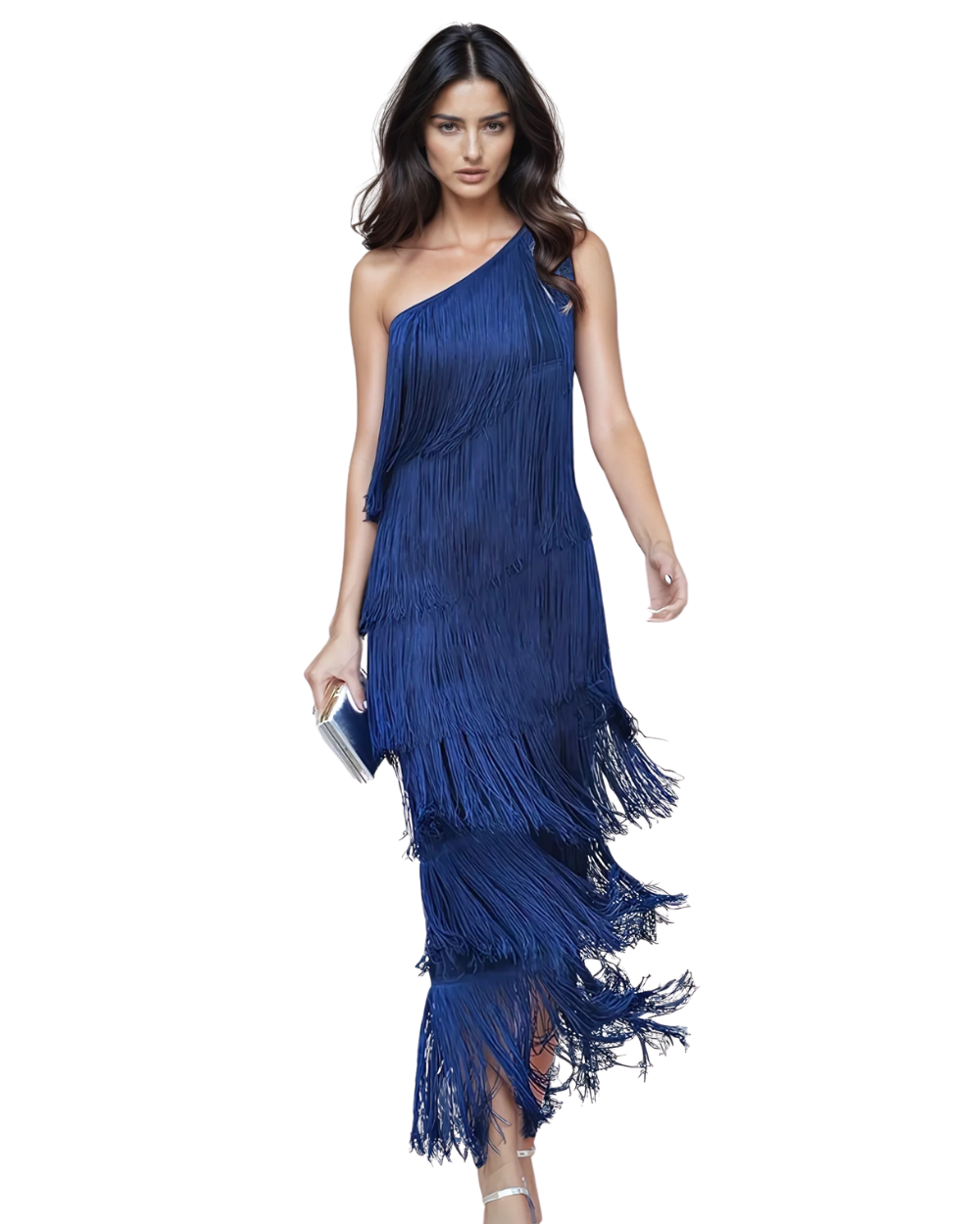 Elegante vestido con flecos
