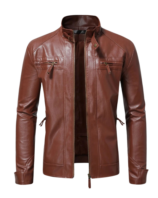 Elegante chaqueta de cuero para hombre