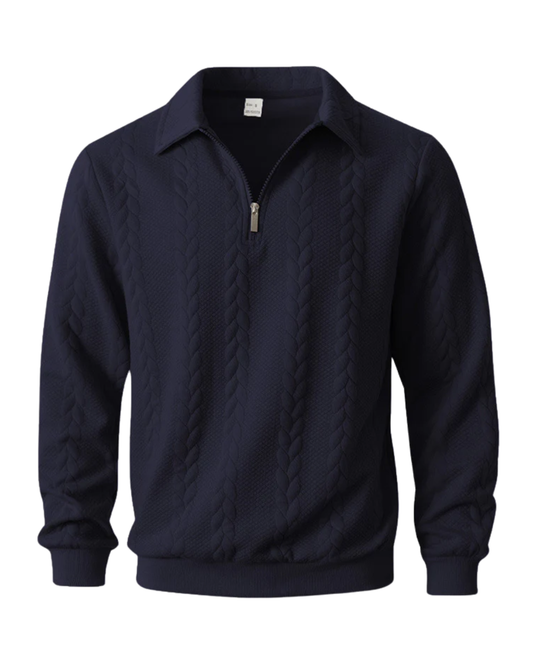 Elegante jersey con estampado y cremallera