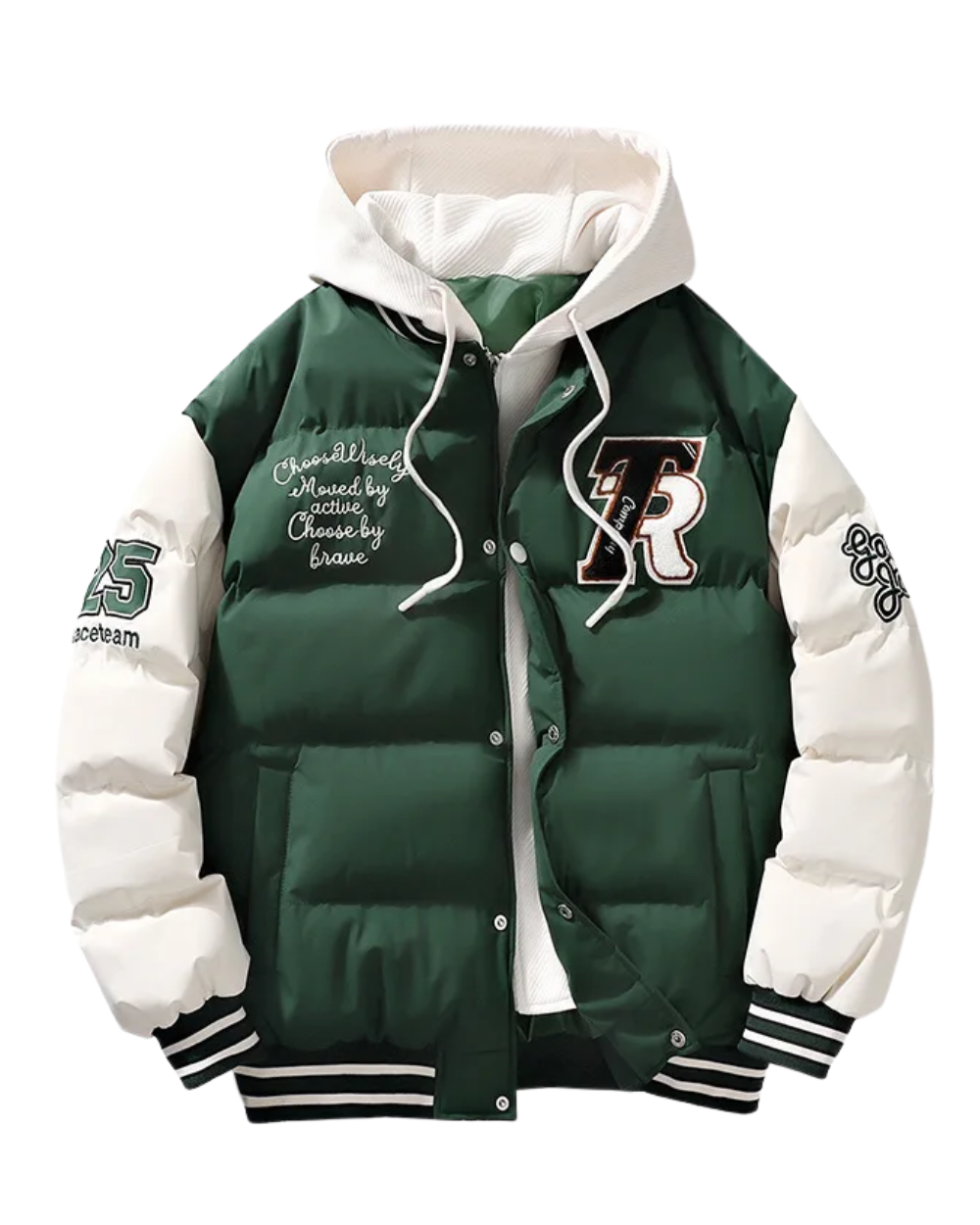 Elegante chaqueta acolchada con capucha