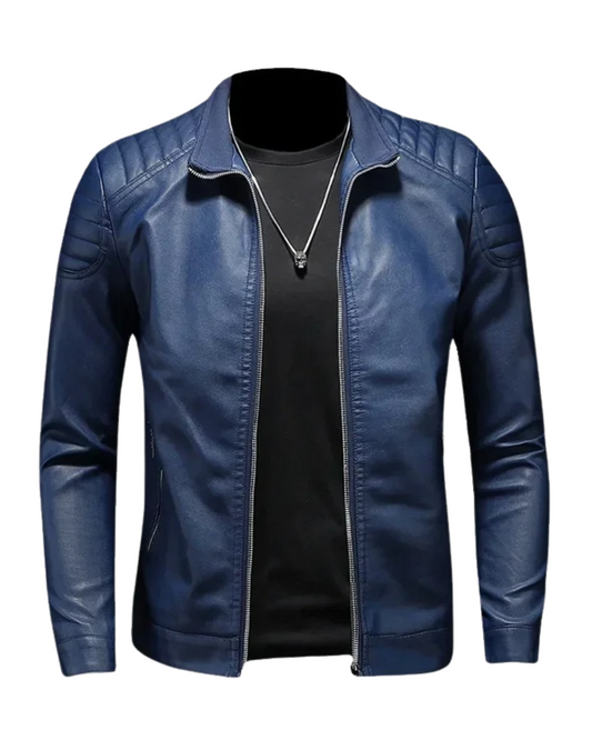 Chaqueta de piel con cuello alto