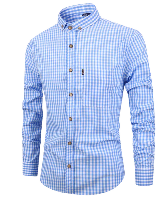 Elegante camisa de algodón a cuadros