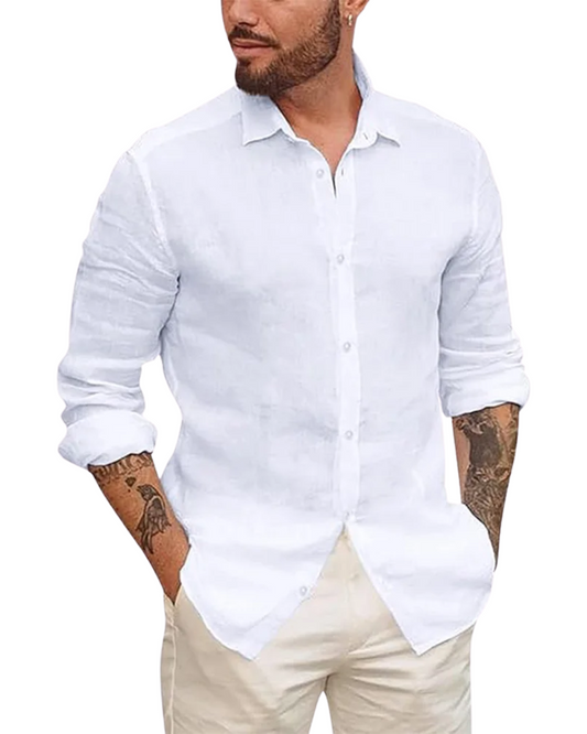 Camisa hawaiana de lino y algodón