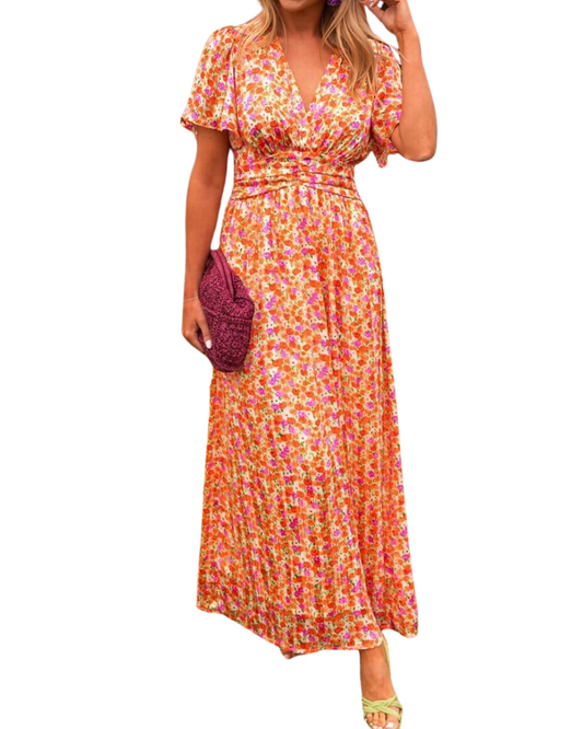 Elegante vestido maxi con escote en V