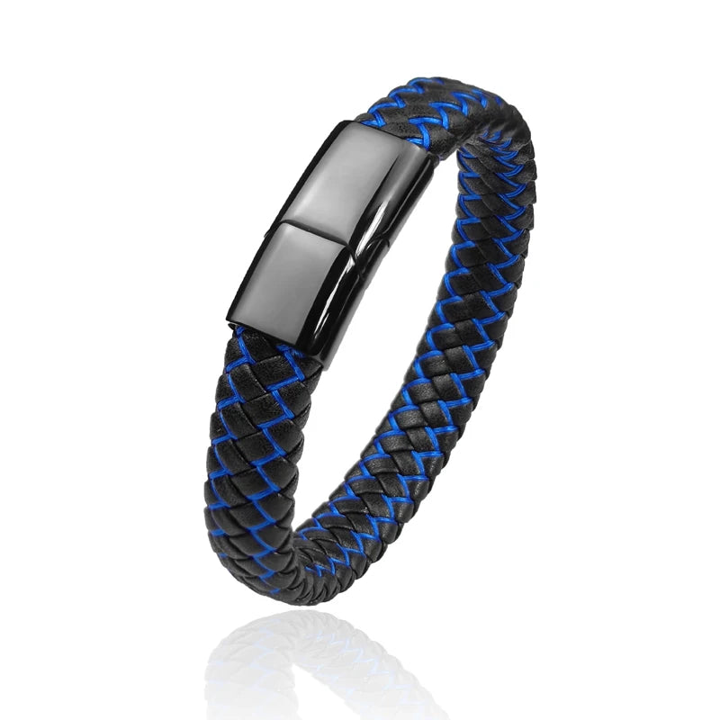 Pulsera de cuero trenzado para hombre