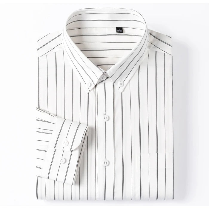 Elegante camisa de algodón a rayas