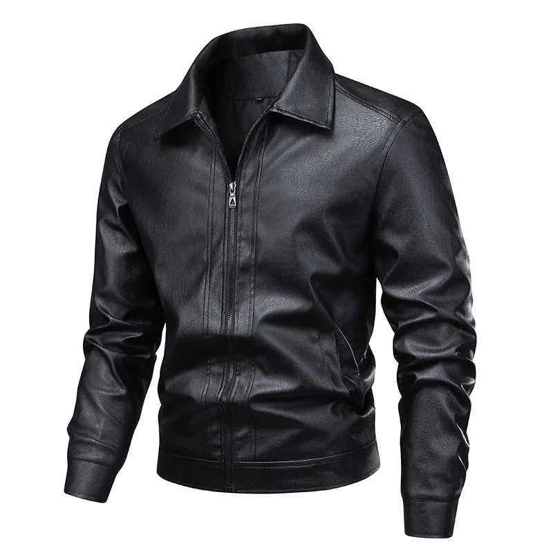 Elegante chaqueta de piel cortaviento