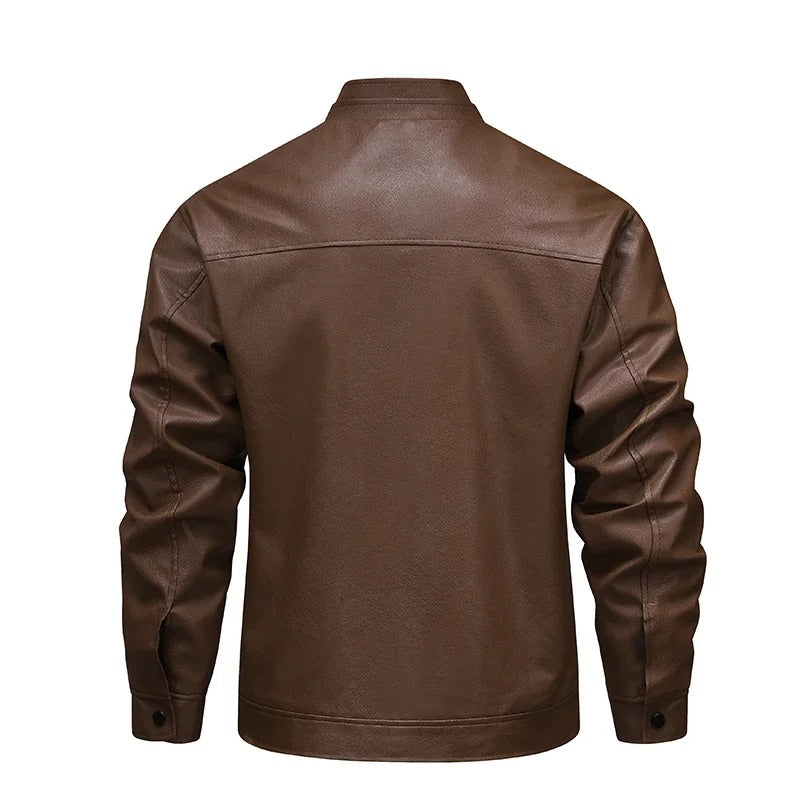 Chaqueta de cuero con forro polar vintage