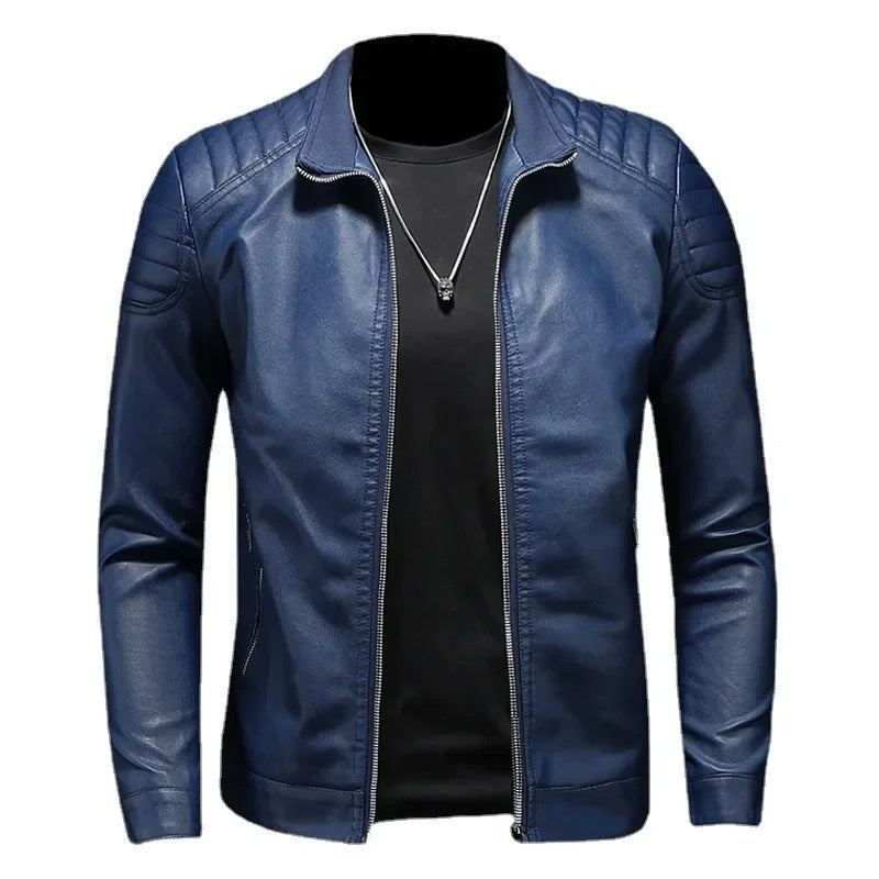 Chaqueta de piel con cuello alto