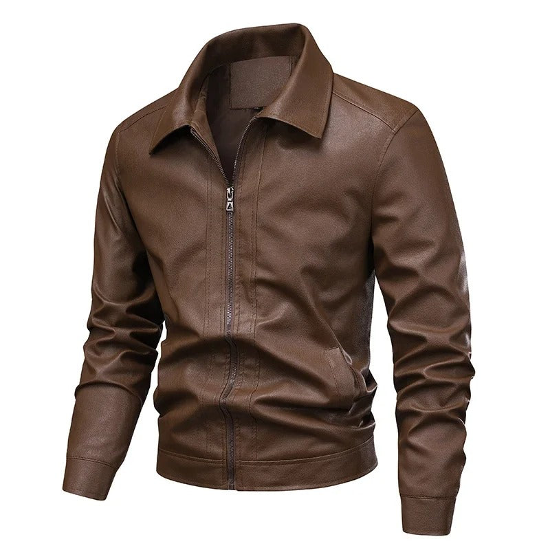 Elegante chaqueta de piel cortaviento