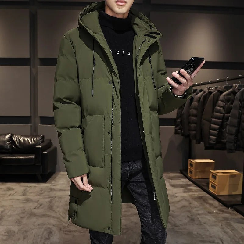 Elegante chaqueta larga de invierno