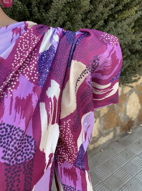 Elle - Vestido midi de hombros caídos morado