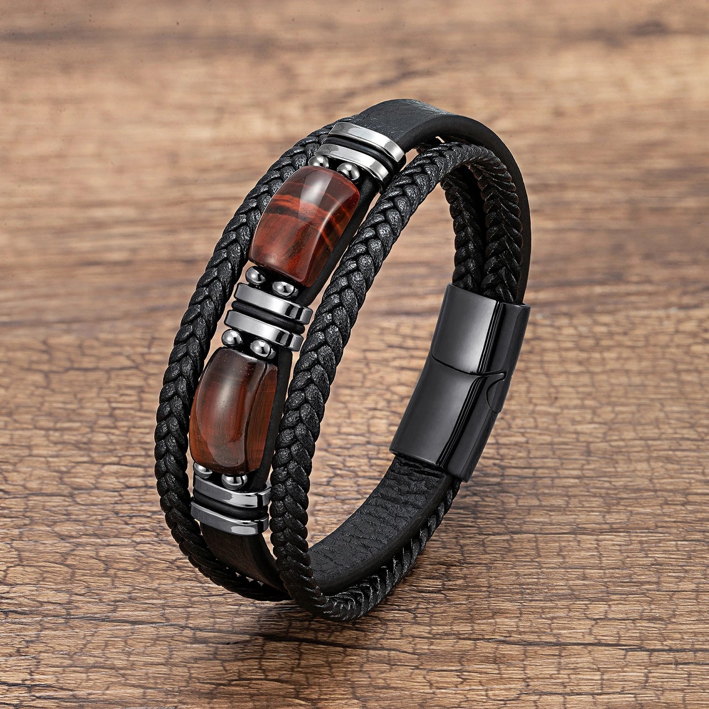 Pulsera tejida multicapa para hombre