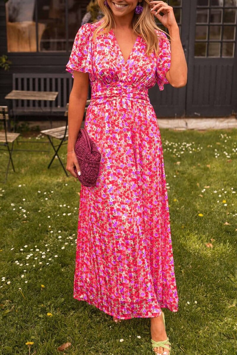 Elegante vestido maxi con escote en V