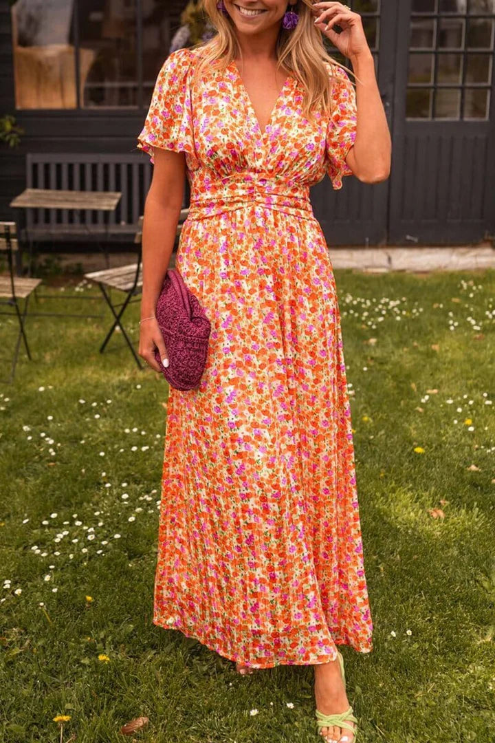 Elegante vestido maxi con escote en V