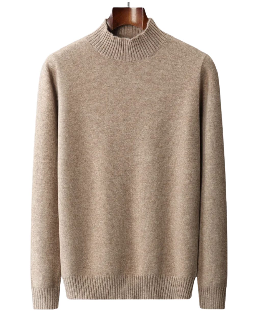 Elegante jersey de cuello alto de lana merino