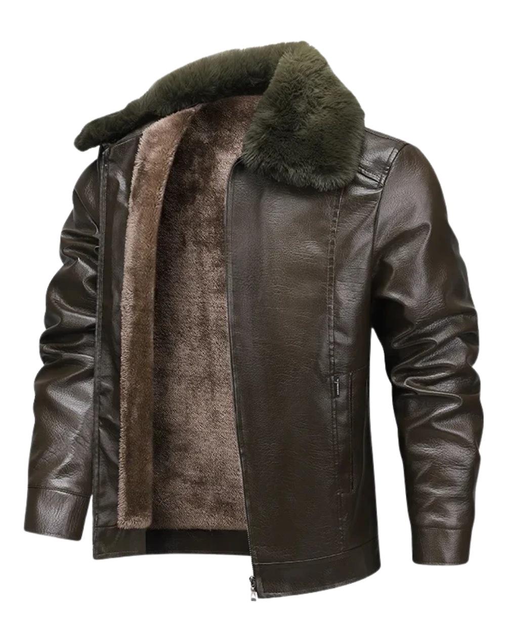 Chaqueta de cuero polar grueso