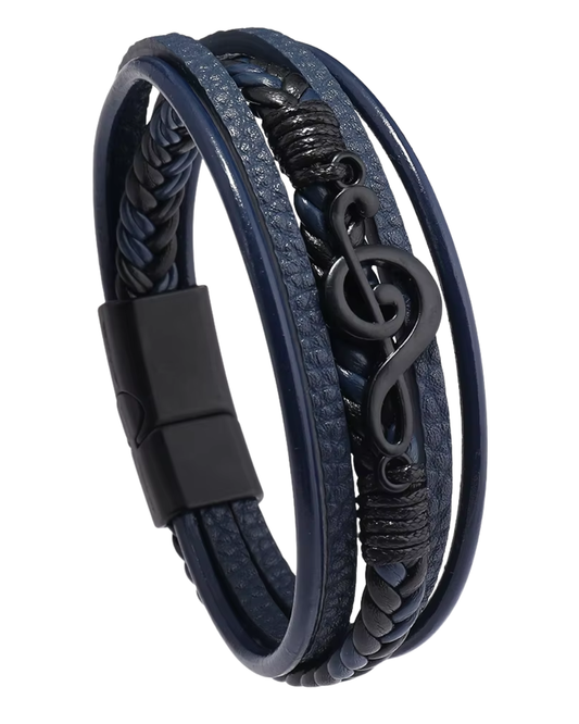 Símbolo Musical Pulsera de cuero para hombre