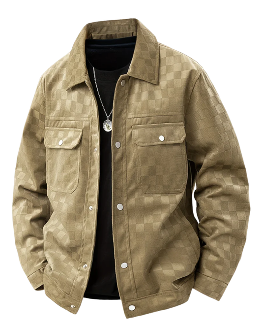 Chaqueta de ante a cuadros