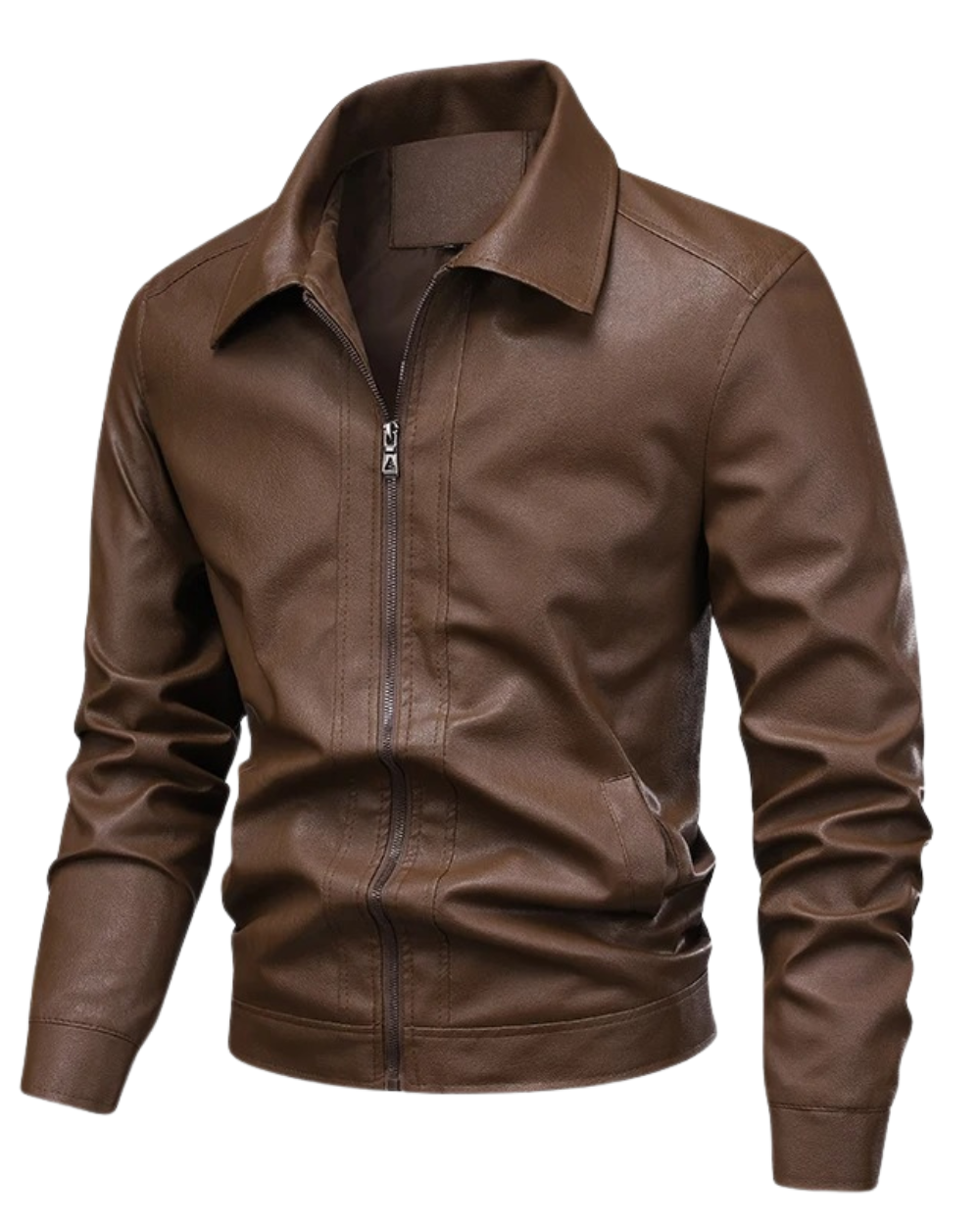 Elegante chaqueta de piel cortaviento