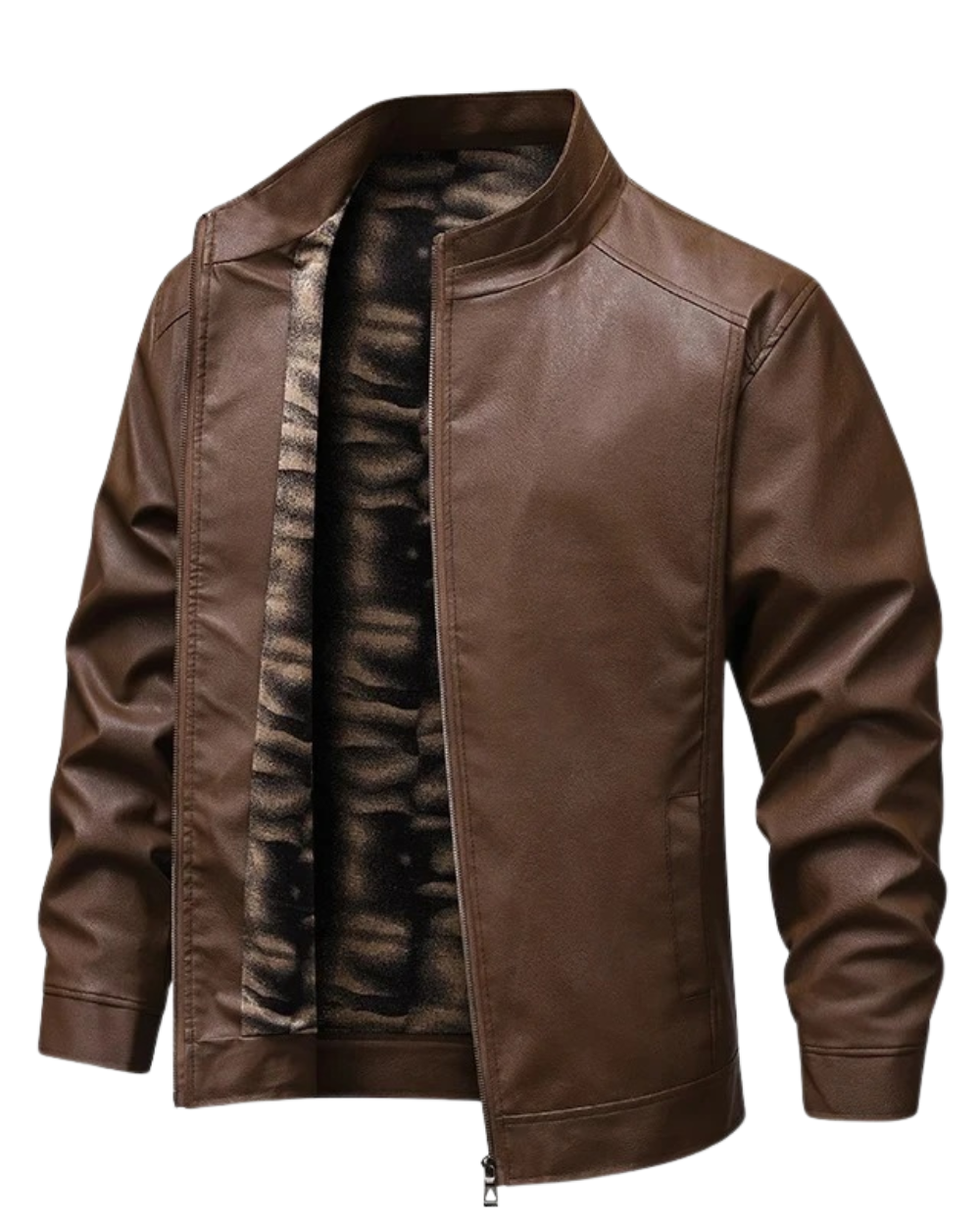 Chaqueta de cuero con forro polar vintage